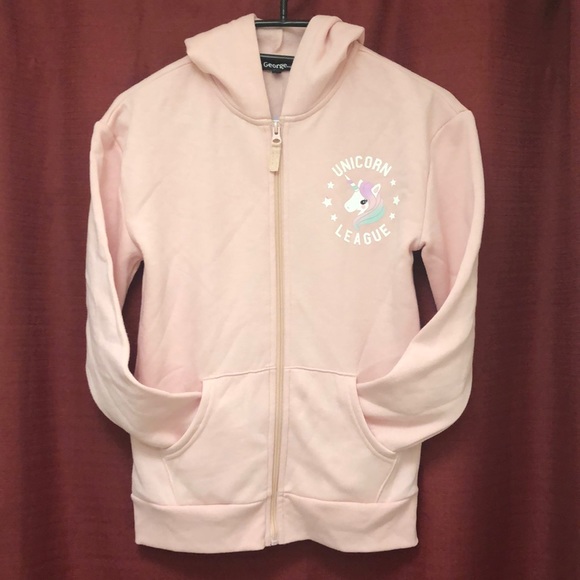 Pink ZipUp 🦄 Hoodie JrGirls Large 10/12 - Picture 1 of 7